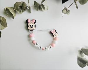 Chupetero Personalizado ( Modelo Minnie y Mickey )