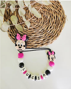 Chupetero Personalizado ( Modelo Minnie y Mickey )