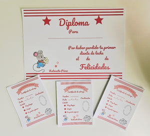 Diploma Diente de leche y Certificados de entrega