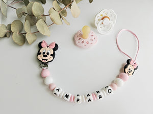 Chupetero Personalizado ( Modelo Minnie y Mickey )