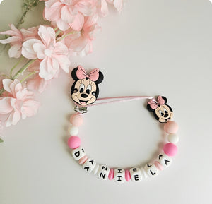 Chupetero Personalizado ( Modelo Minnie y Mickey )