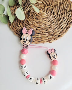 Chupetero Personalizado ( Modelo Minnie y Mickey )